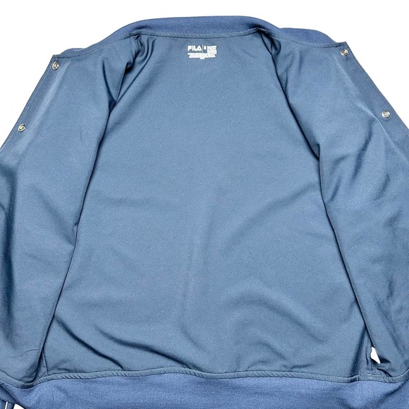 Fila | Women | Navy Blue Pinstripe Snap Button Baseball Track Jacket | Medium - Picture 9 of 9